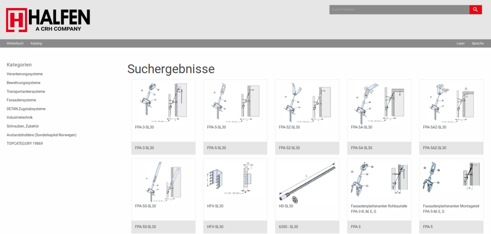 Intranet WebCatalog für Halfen Produkte Intranet WebCatalog für Halfen Produkte