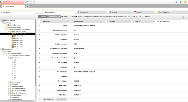 PIM System: Produkte mit vielen technischen Eigenschaften PIM System: Produkte mit vielen technischen Eigenschaften